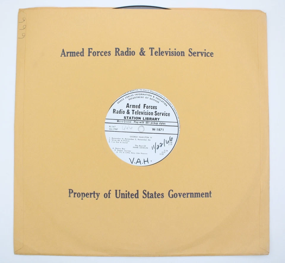 1966 AFRTS Hank Williams Porter Wagoner Jr George Hamilton IV Armed Forces Radio - Image 2 of 4