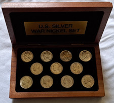 1942-1945 Jefferson Silver War Nickel Set BU Coins! Wooden Case!