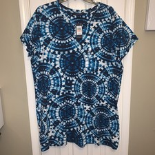 NWT Tommy Hilfiger Womens 2X T-shirt Dress Tie Dye Pullover Short Sleeves Blue