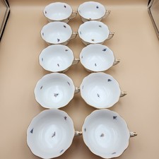 Set Of 10 Herend Rothschild Bird Cup & Saucer Set #734, 4.25" Diameter, NEW