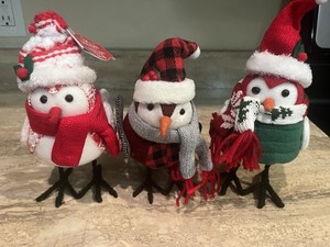 Fabric Bird Tabletop Lot Holiday NWT