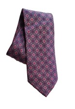 Brioni Silk Tie Purple and Plum Geometric Han...