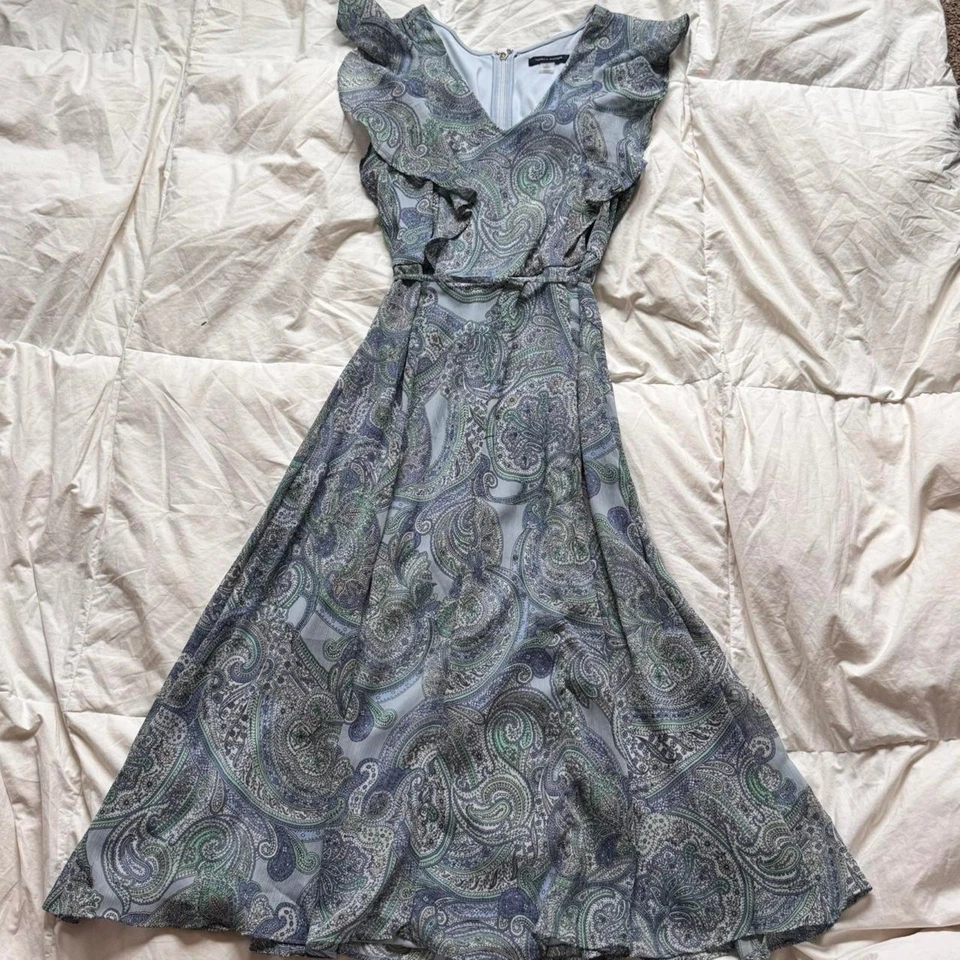 tommy Hilfiger sz 4 y2k Baby blue chiffon floral paisley midi dress cottagecore - Image 3 of 4