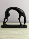 Haeger Black Ceramic Greyhound Figurine Glossy Pottery Solid Decorative