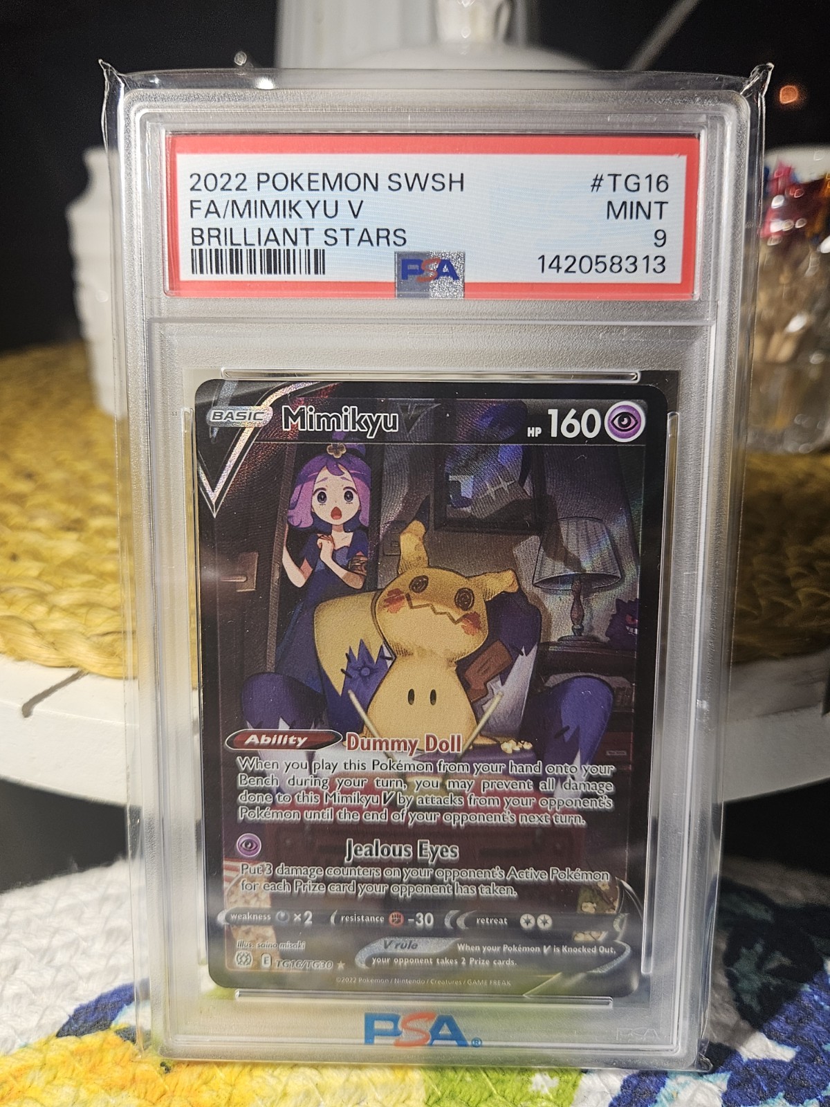 Pokémon Mimikyu V TG16/TG30 Brilliant Stars Trainer Gallery PSA 9 Full Art