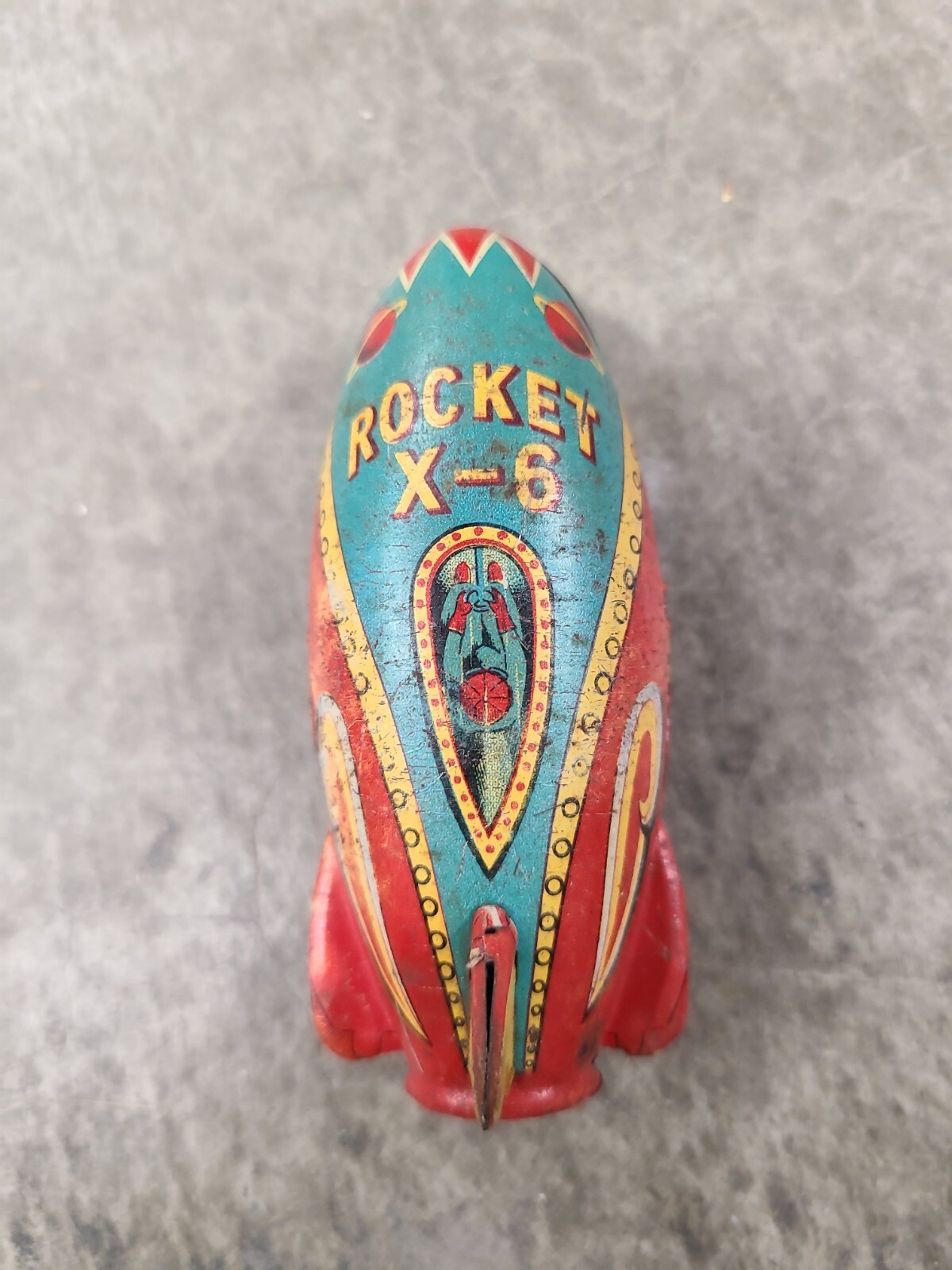 Original MASUDAYA Rocket X-6 Space Japan 1952 tin toy