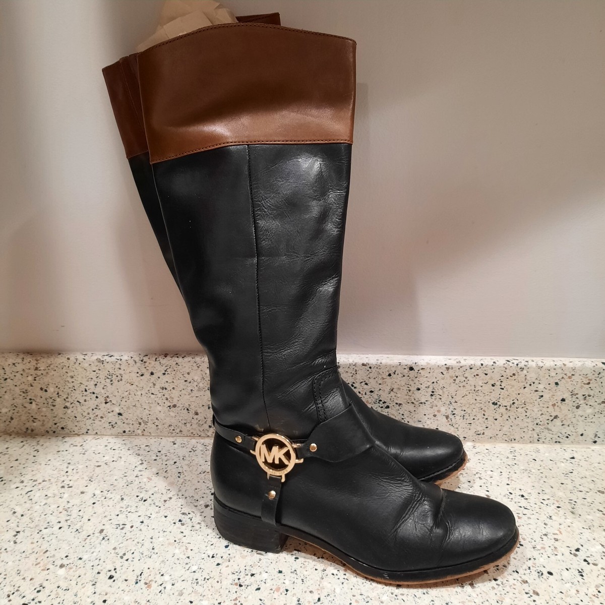 Knee Black And Brown Mk Boots MICHAEL KORS Fulton Harness Tall