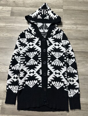 Mercibeaucoup Women's Cardigan Sweater Knit Hooded Black