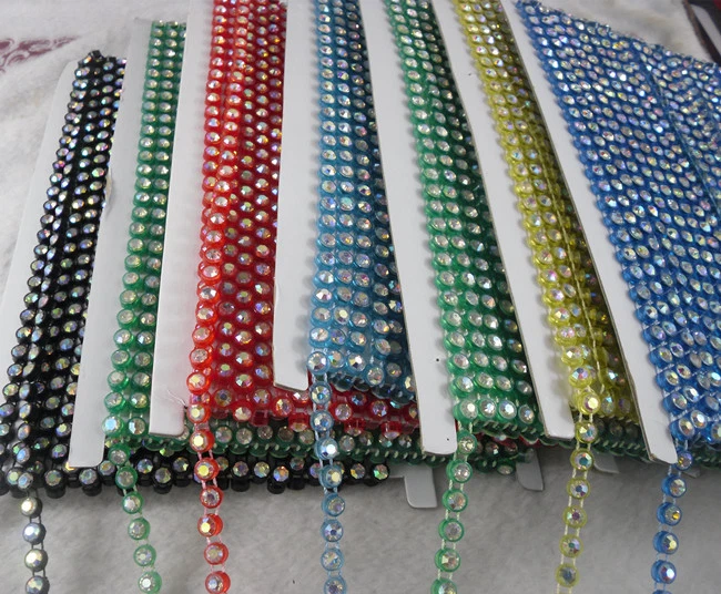 SS18 A Grado 4.5mm Cristal AB Estrás Plástico Ajuste Cadena 10 Yardas Foto 2 de 4