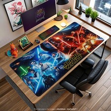 Star Wars Collage Desk Mat - Galactic Heroes Villains Gaming Mouse Pad