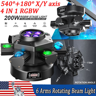 6 Arms Bee Eyes RGBW LED Moving Head Light DMX Laser DJ Effect Stage Light Disco