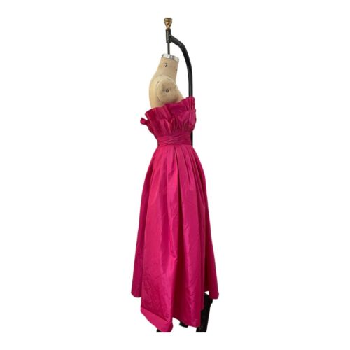 VICTOR COSTA Dress Magenta Strapless Party Gown Sz 4 Neiman Marcus Vtg Taffeta - Picture 4 of 11