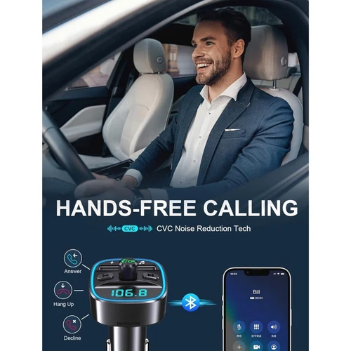 Car Charger Bluetooth 5.0 Wireless FM Transmitter MP3 Player USB PD Fast Adapter - Picture 3 of 9