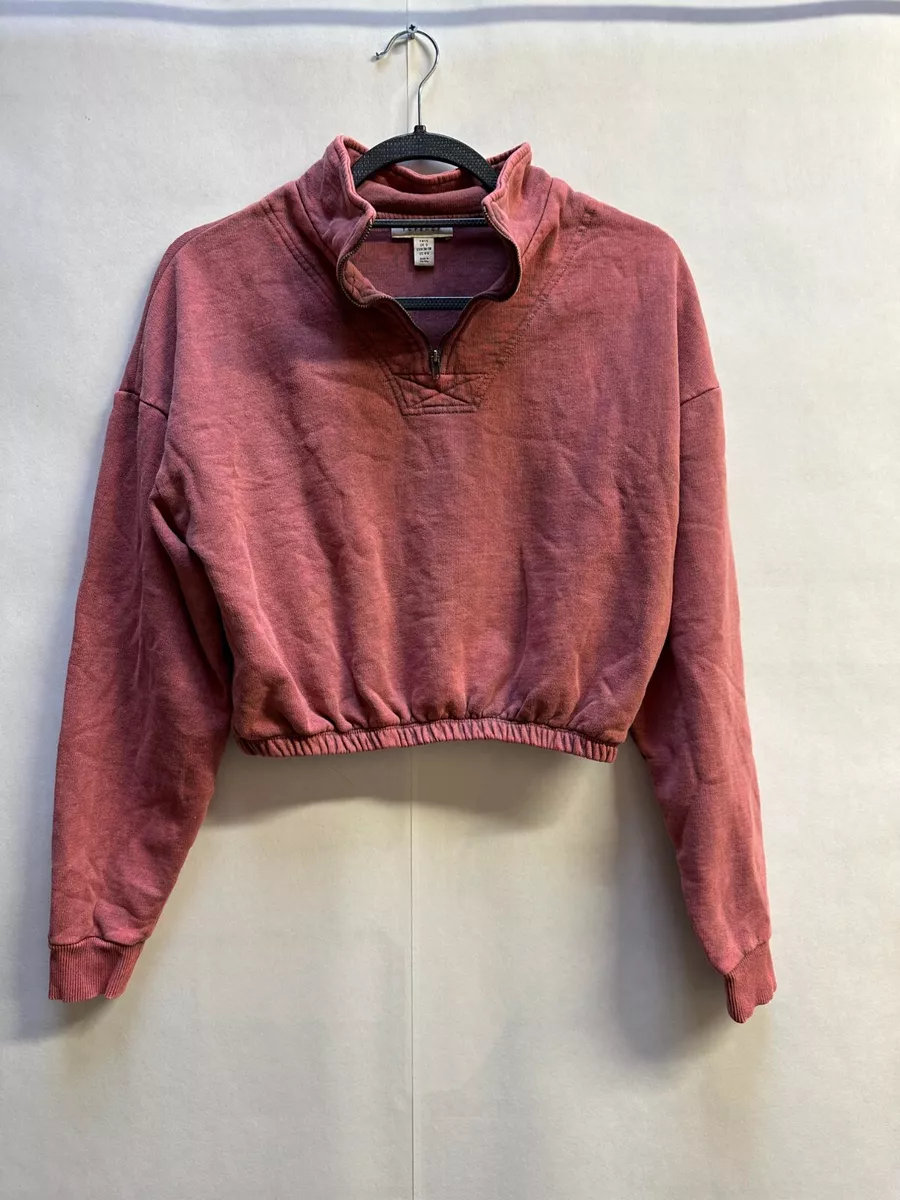 Topshop women s tall red cropped half zip jumper size S UK VGC