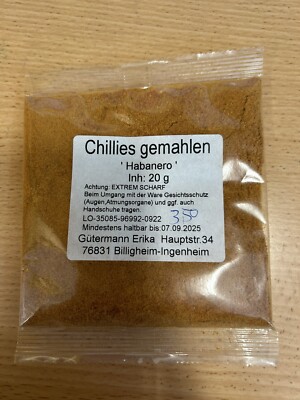 Habanero Chili gemahlen 20g - Gewürze Gütermann (KG 210,00 )