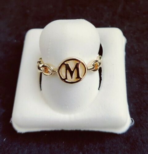 "M" Gold Initial Letter Open Rings Adjustable Women - (12443)