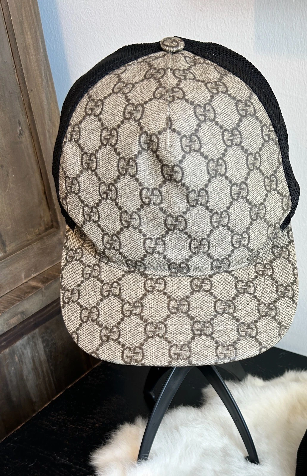 Chapeau camionneur Gucci Supreme toile GG monogramme marron moyen
