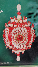 LeeWards JEWELED RUBY Vtg Pinning Sequin Bead Christmas Ornament Kit 1973 MCM