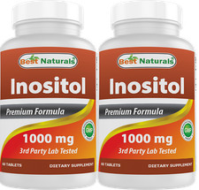 2 Pack Best Naturals Inositol 1000 mg 60 Tablets Liver Detoxification 