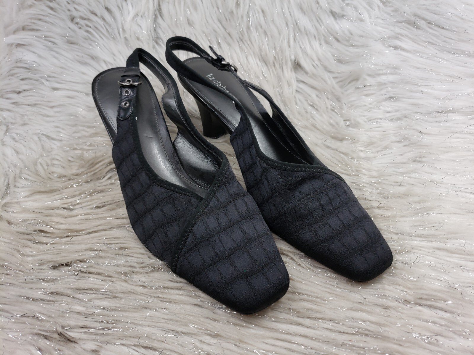 LIZ CLAIBORNE Black Slingback Heels Sandals Pumps Size 10 | eBay