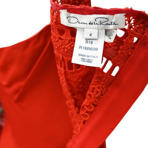 OSCAR DE LA RENTA Red Lace Mini 2PC Dress Size 4 - Picture 4 of 7