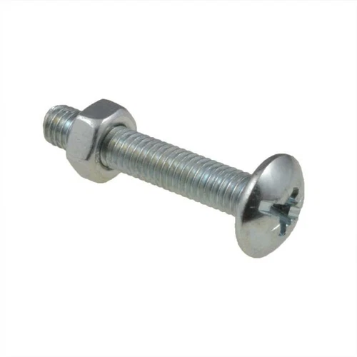M6 (6mm) x 1.00 pitch Metric Coarse MUSHROOM Phillip Slot Bolt & Nut Screw Zinc