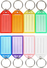 16 Pack Plastic Key Tags, Key Labels with Ring and Label Window, 8 Colors