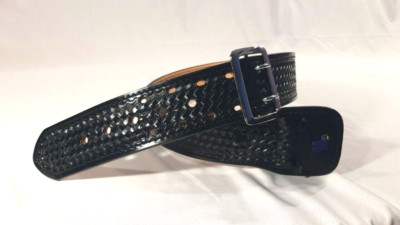 DUTYMAN 1021 LEATHER 2.25'' SAM BROWN BASKET WEAVE NICKLE BUCKLE 32'' NO KEEPER