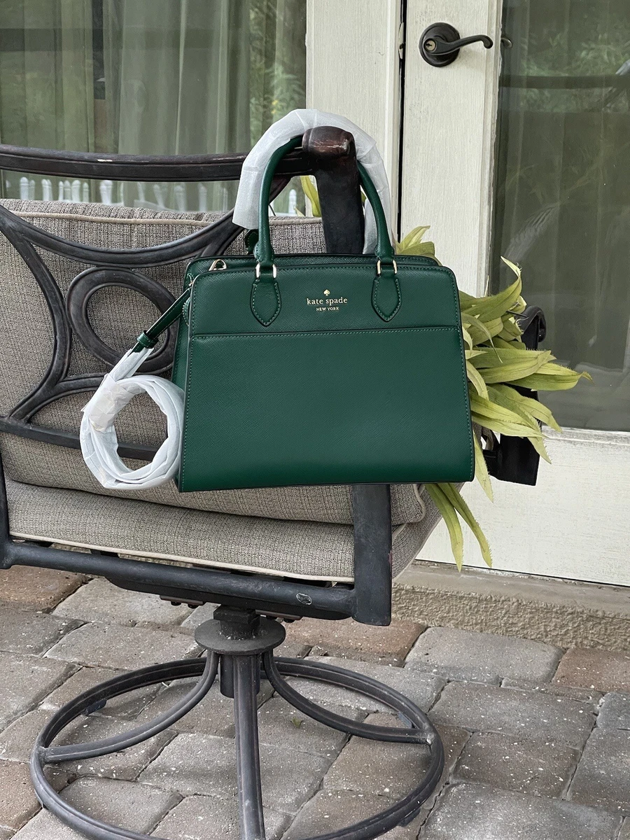 Kate Spade Sadie Dark Green Saffiano Leather Dome Satchel K6177 Deep Jade  NWT - Helia Beer Co