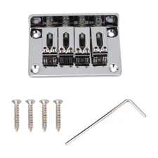 4-String Fixed Hardtail Bridge for Cigarbox Guitars Ukulele Replacement Silver