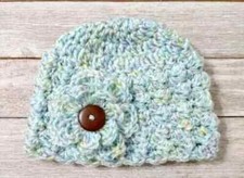 crochet handmade baby flower hat preemie beanie mint blue twinkle puffs