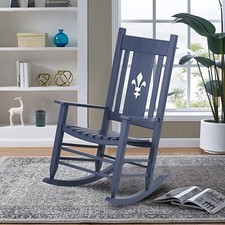 Patio Rocking Chair Rocker Deck Outdoor Wood Porch Rocking Chair Furniture Gray