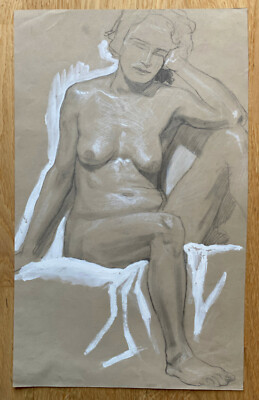 Kunstvolle Darstellung. Sitzende. Studie um 1930. Blatt: 26,5x43 cm.