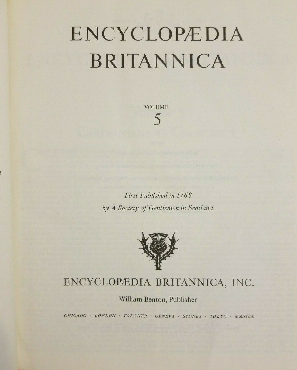 Encyclopedia Britannica 1969 Vol 5, First Published In 1768 | eBay