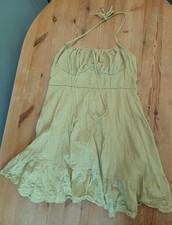 Cider Pale Green Strappy Halterneck Lace Trim Dress - Size 1XL