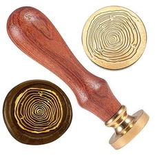 1pc Tree Rings Brass Sealing Wax Stamp Head with Wood Handle for Envelopes