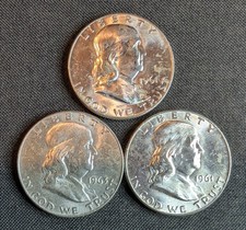 $1.50 Face Value - US 90% Silver Franklin Halves - Uncirculated - Lot #9