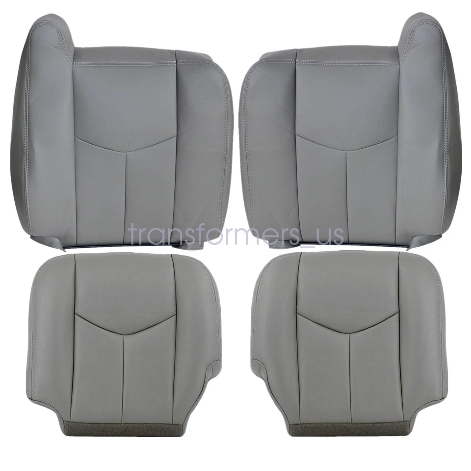 Driver & Passenger Leather Seat Cover Pewter Gray 922 For 03-07 Chevy Silverado Foto 4 de 4