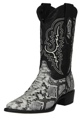 Mens Natural Cowboy Boots Snake Python Print Leather Western Fashion J Toe Rodeo