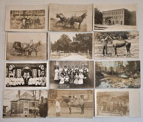 (118) RPPC/Real Photo Postcard Lot/People/Cities/Animals/Children/WW1 Military++