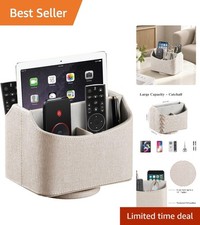 Chic Beige Leather Remote Control Storage - Compact 360  Organizer for Any Space