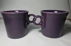 Set of 2 Fiesta Ware Plum Purple Mug Ring Handle Homer Laughlin HLC USA Coffee