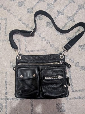 Fossil Sutton Large Black Leather Crossbody/Messenger Bag