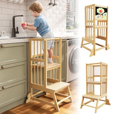 Toddler Tower, Kids Kitchen Step Stool with Safety Rails, Toddler Standing To...