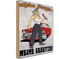 Holzschild 18X12 Cm Pinup Meine Garage Gesetze Pin Up Deko Geschenk Holz Schild