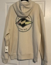 Billabong Beige Oat Color Full Zip Surf Sess Hoodie Sweatshirt Mens Size Large