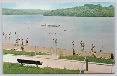 Forest Lake Beach Thousand Hills State Park Kirksville MO Postcard Eck-N-Len