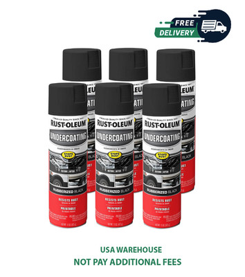 Rust-Oleum 248657-6PK Rubberized Undercoating Spray, 15 oz, Black, 6 Pack