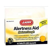 Leader Alertness Aid Maximum Strength Tablets Helps Restore Alertness 200mg 16Ct
