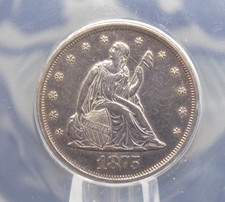 1875 "P" Twenty Cent SILVER Piece 20c ANACS AU53 Detail #869 About Unc ECC&C Inc